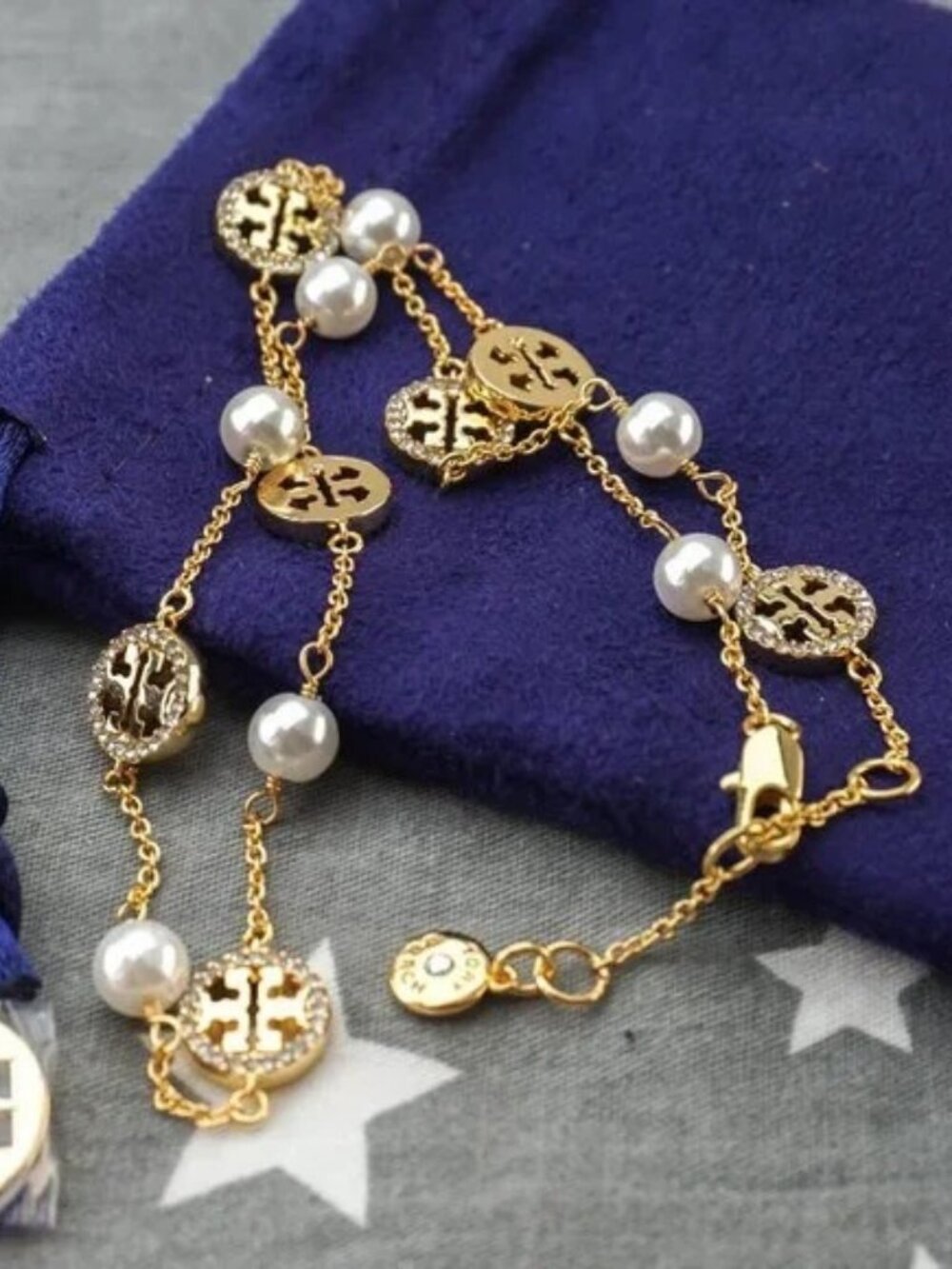 Tory Burch Miller Pavé Pearl Short Necklace in Gold (Brand New with Dust Bag)